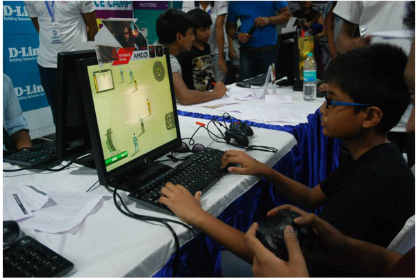 A Child Busy Playing (Cricket 2007) at Game-O-Thon, 2014