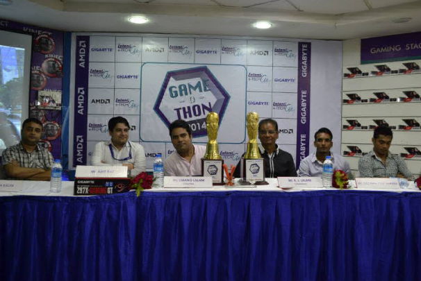 Press Conference conducted by Mr. K.L.Lalani (Chairman) & Mr.Umang Lalani (Director) with our Guests of Honor at Game-O-Thon, 2014